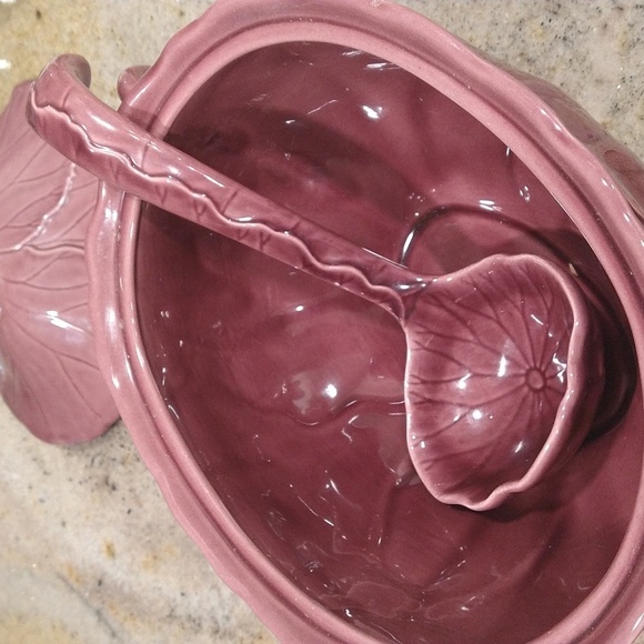 Metlox pottery eggplant purple cabbage lettuce ware vintage rare soup tureen - Picture 4 of 7